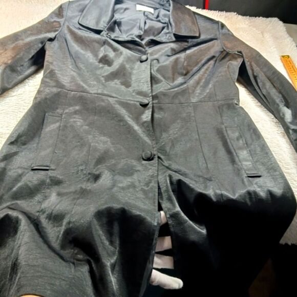 Worthington Structured Silky Duster. Black. Button Down. Lined Lightweight. XL. - Picture 7 of 13